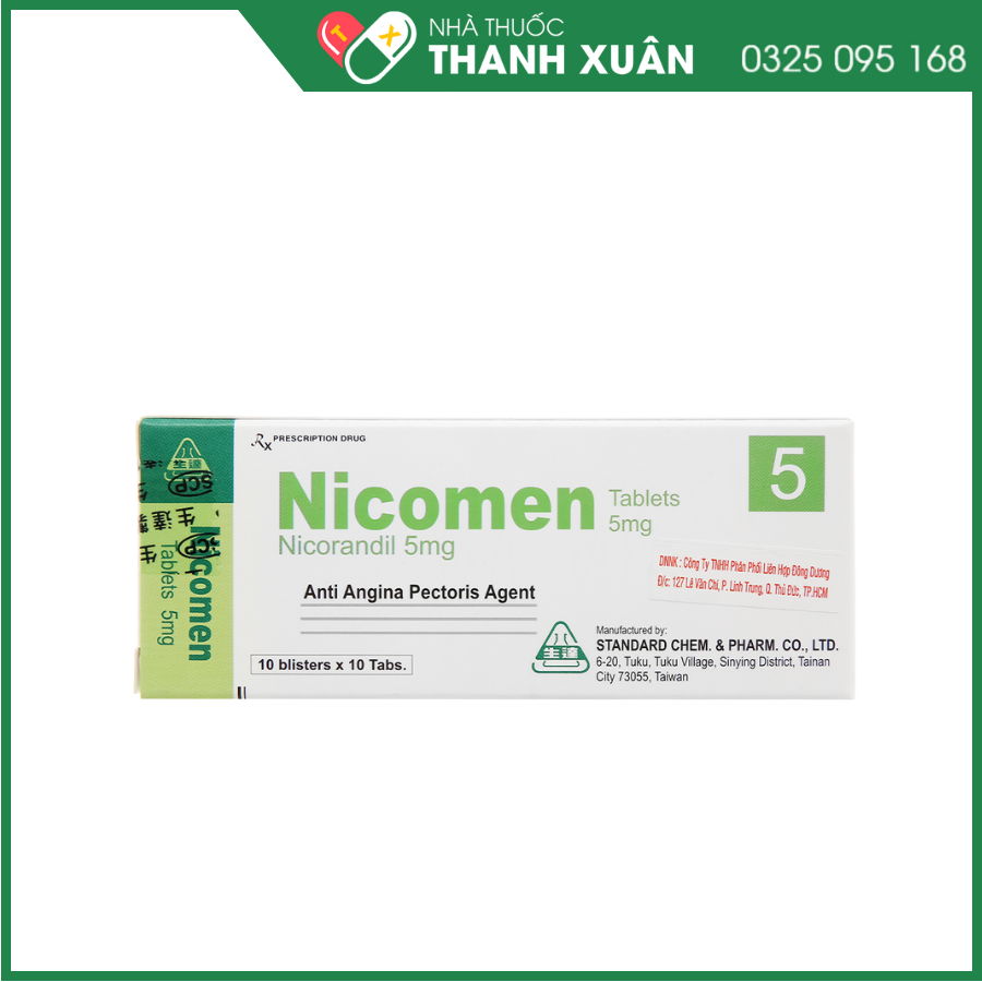 Nicomen 5 mg điều trị đau thắt ngực